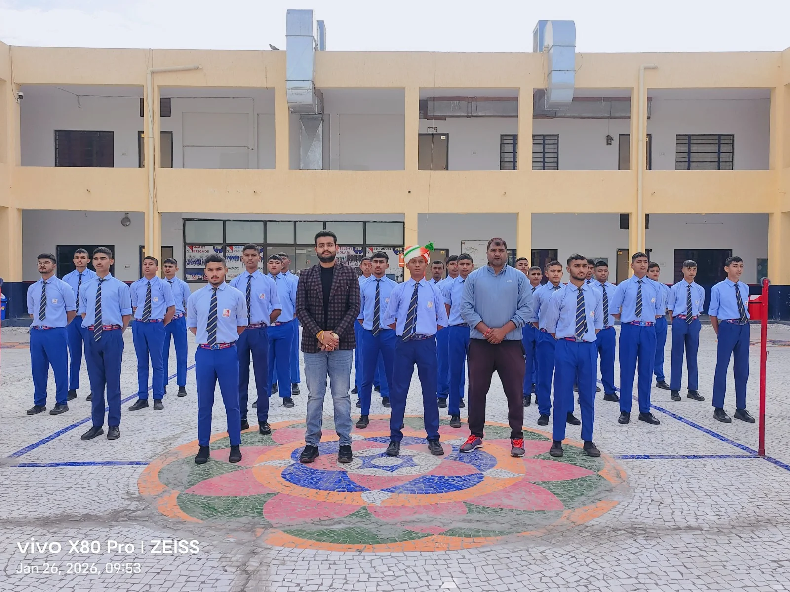 School Building & Morning Assembly